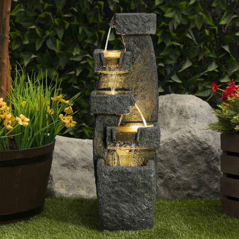Resin Tiered Outdoor Fountain 5 Tier Modern LED, photo 2 of 10