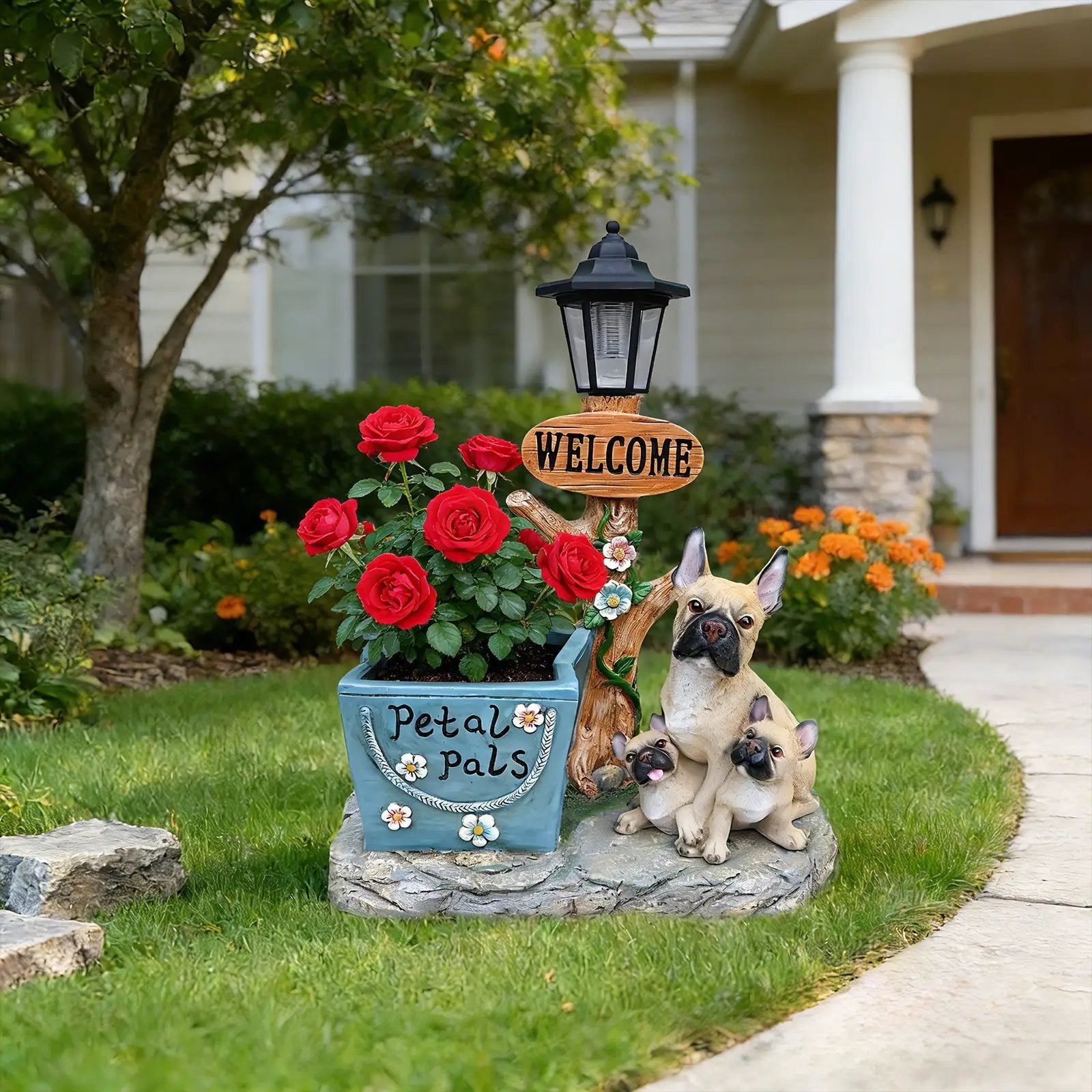French Bulldog Family Planter Statue by HouseOfZazla