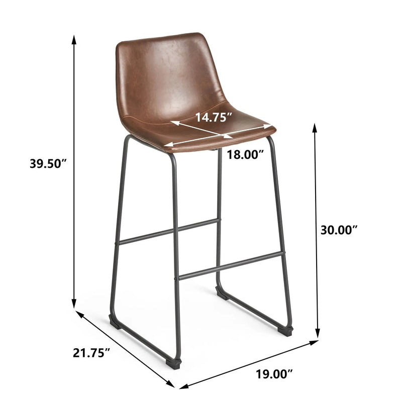 Barstool With Upholstery And Foot Rail - Vintage Brown by HouseOfZazla