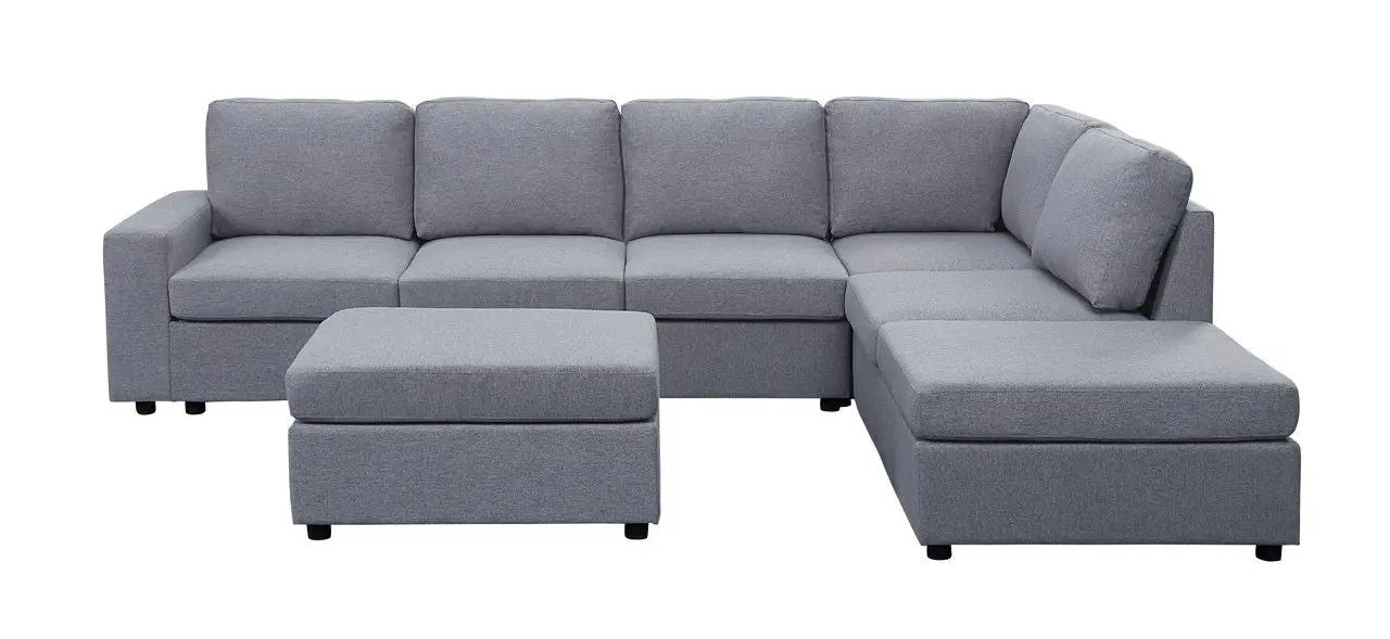 Cassia - 7 Seat Reversible Modular Sectional Sofa With Ottoman by Unique Piece Furniture