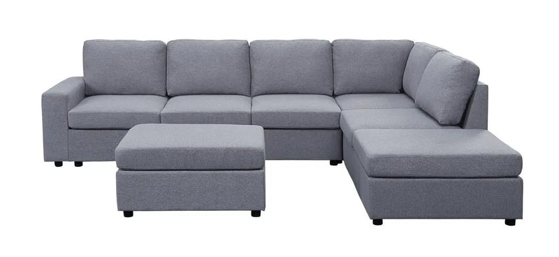 Cassia - 7 Seat Reversible Modular Sectional Sofa With Ottoman by Unique Piece Furniture