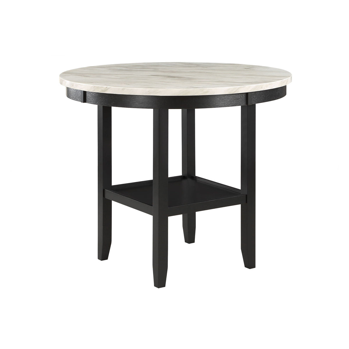 Antique White Bar Table with Built-In Storage Shelf - Greta