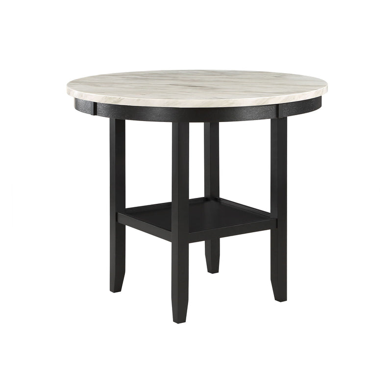 Antique White Bar Table with Built-In Storage Shelf - Greta