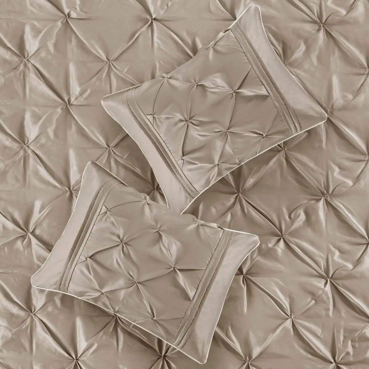 7 Piece Tufted Comforter Set Taupe King by HouseOfZazla