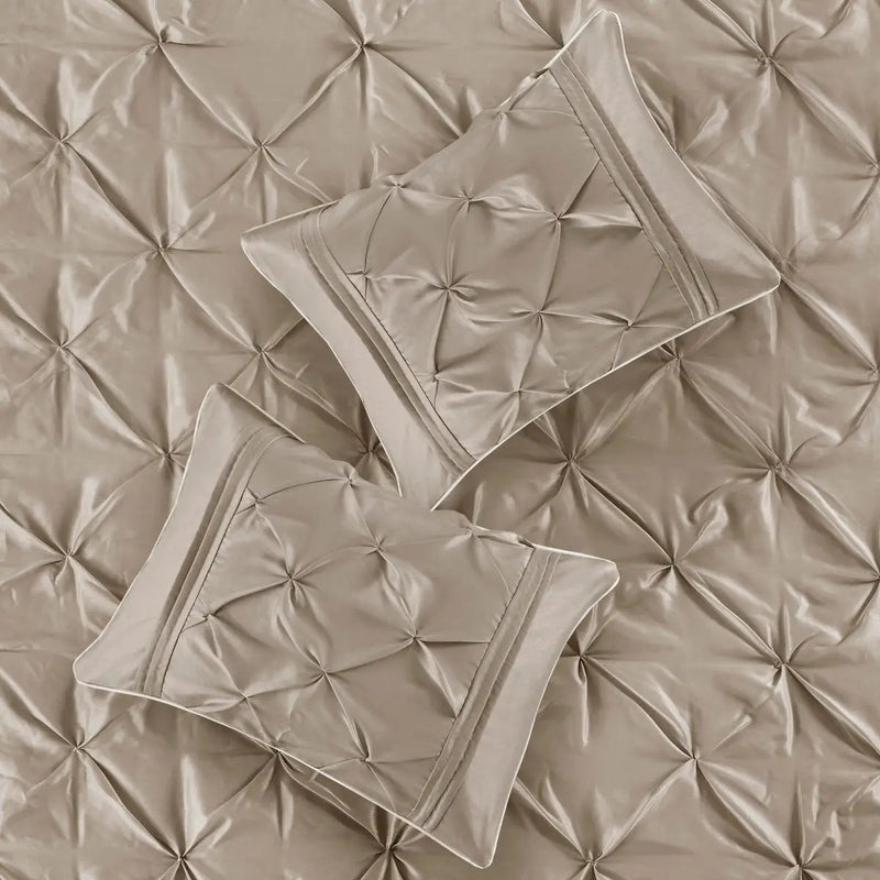 7 Piece Tufted Comforter Set Taupe King by HouseOfZazla