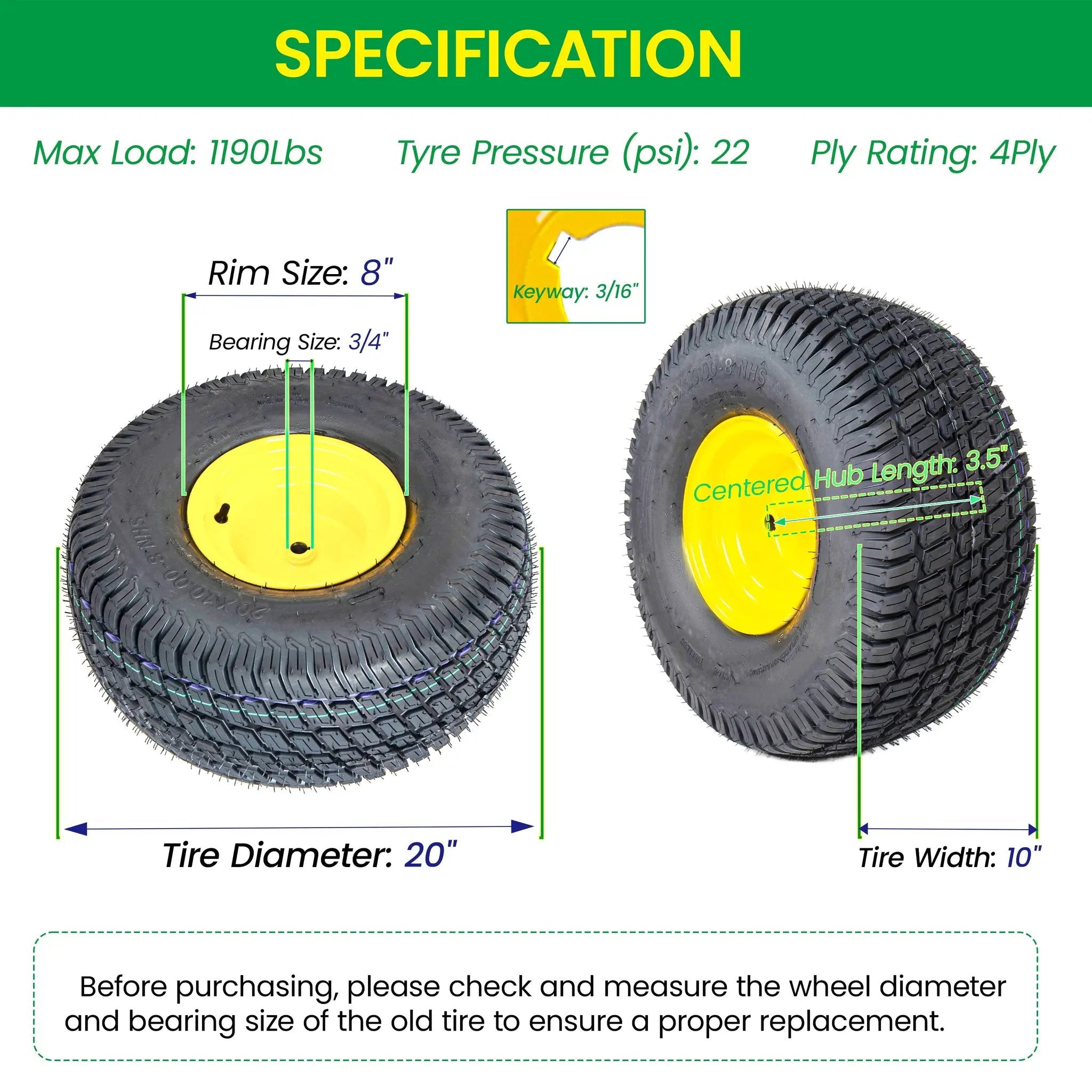 Set of 2 Lawn Mower Tires and Wheel Assembly by HouseOfZazla