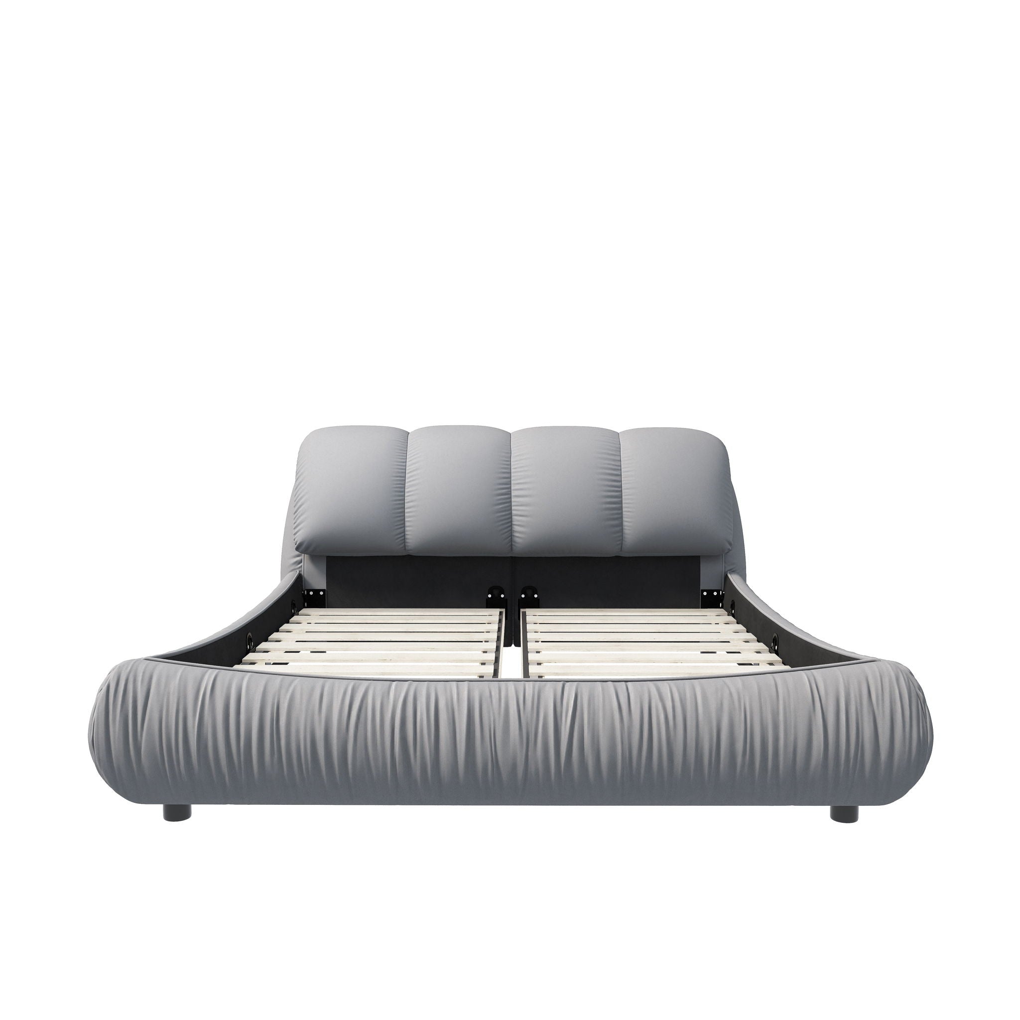 Luxury Upholstered Platform Bed With Oversized Padded Backrest And Solid Wood Frame by HouseOfZazla