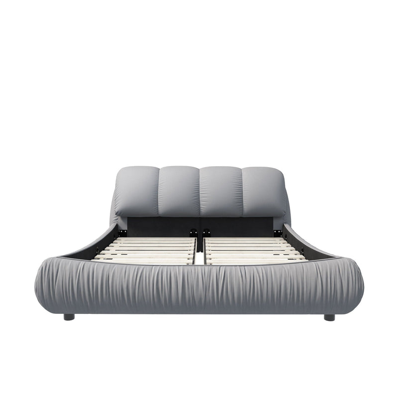 Luxury Upholstered Platform Bed With Oversized Padded Backrest And Solid Wood Frame by HouseOfZazla