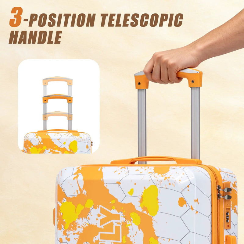20 Inch PC Spinner Wheel Luggage, Carry-On Suitcase - Orange by HouseOfZazla