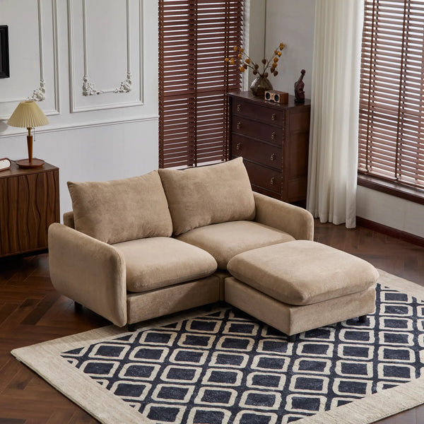 69 in. 3-Piece L Shaped Modular Velvet Sectional Sofa with Ottoman, NOMAD