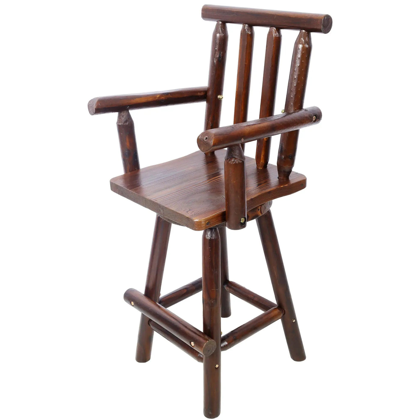Rustic Bar Stool, Fir Wood Construction, Wide Armrest by HouseOfZazla