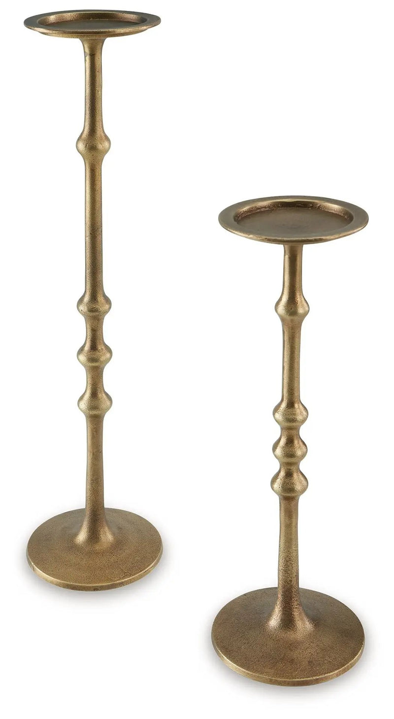 Larwick - Candle Holder Set (Set of 2) - Antique Brass Finish by Unique Piece Furniture