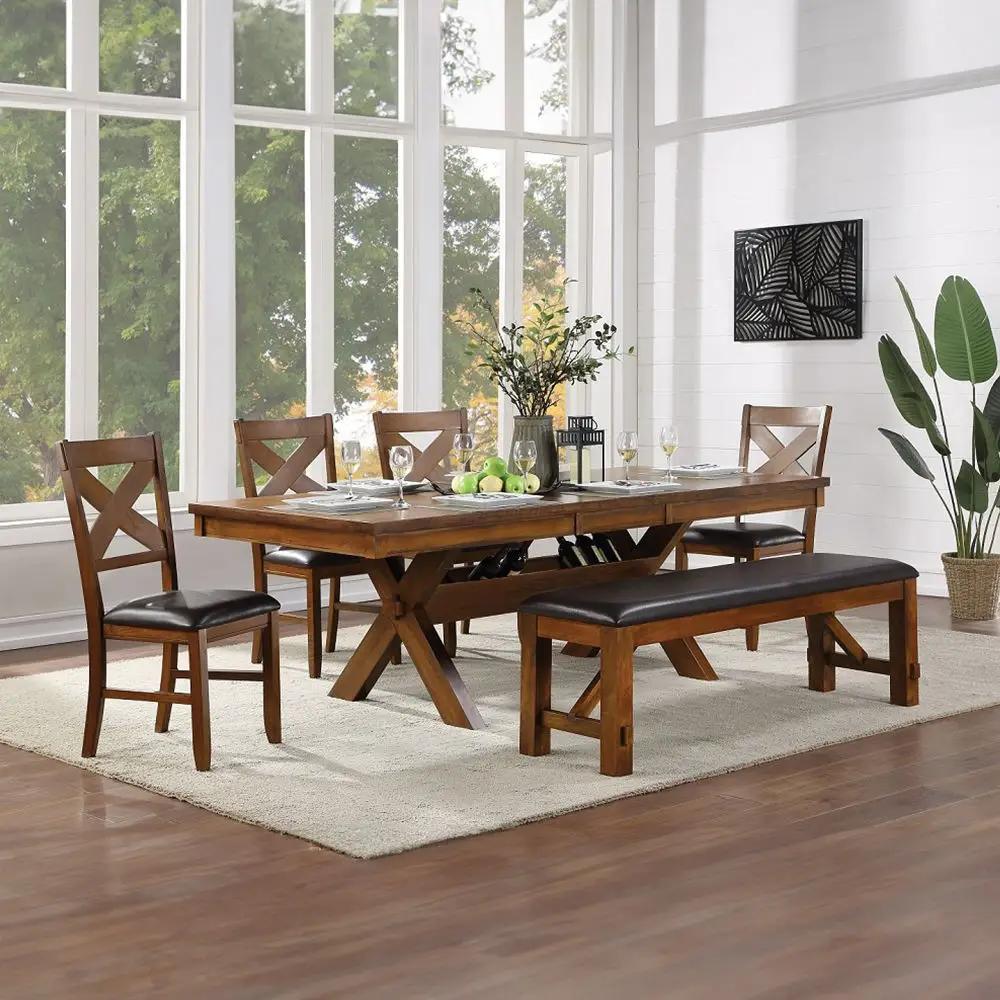 Apollo - Bench - Espresso Synthetic Leather & Walnut by Unique Piece Furniture