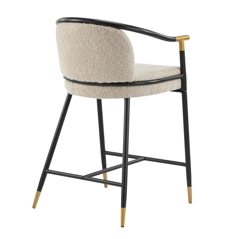26" H Upholstered Counter Stool with Metal Frame (Set of 2) - Almond by HouseOfZazla