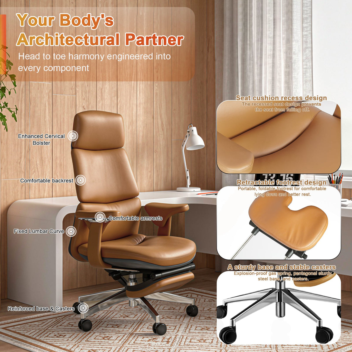 Ergonomic Leather Executive Office Chair, photo 3 of 7