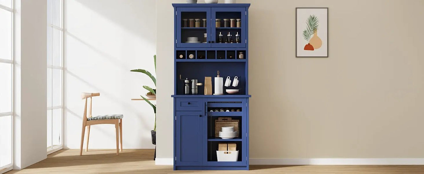 TOPMAX Farmhouse Freestanding Buffet with Hutch by HouseOfZazla