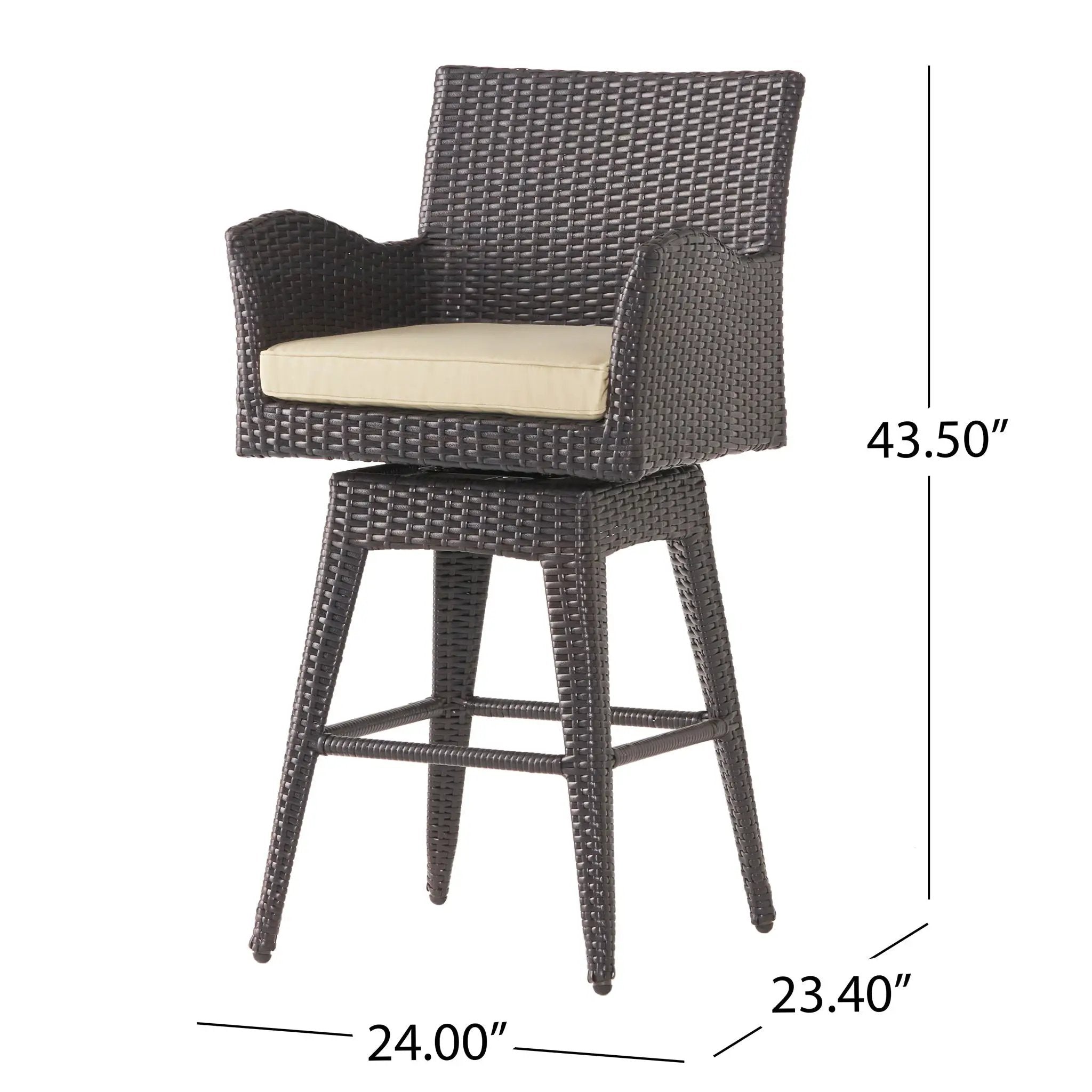 Outdoor Modern Rattan Swivel Barstool with Tapered Legs by HouseOfZazla