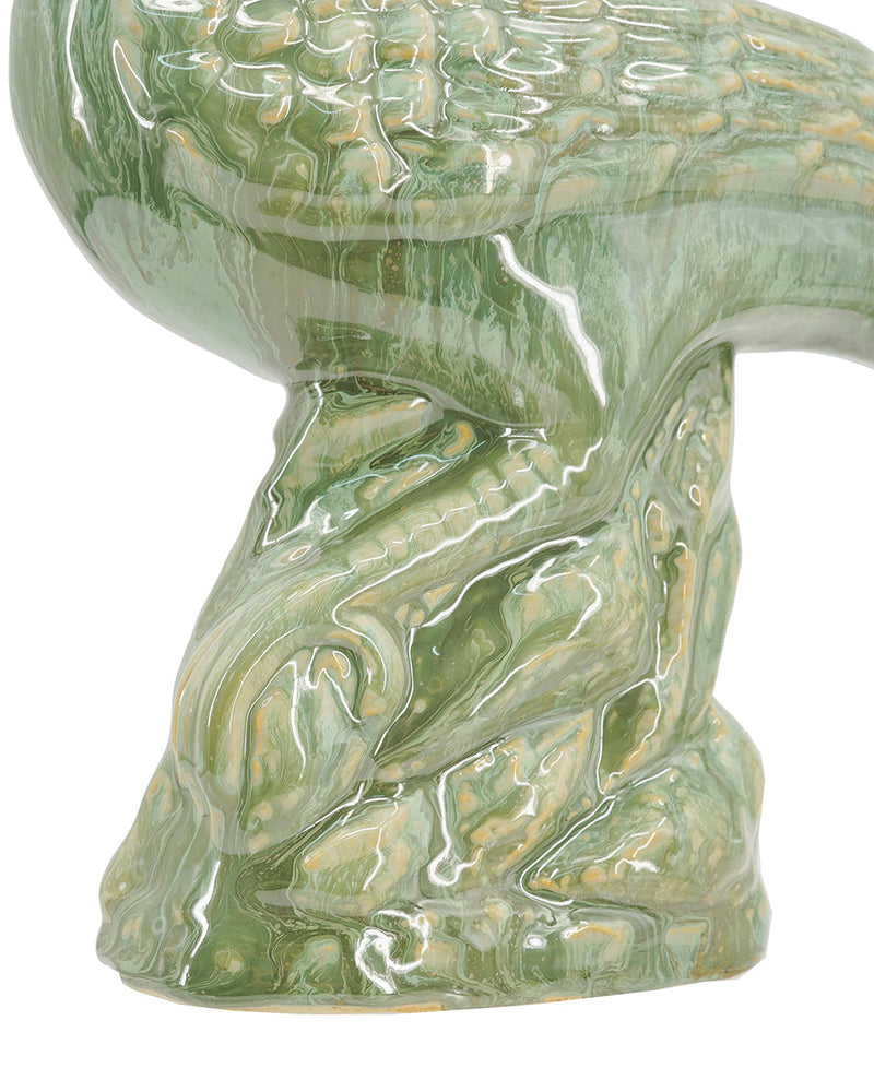 Ceramic Peacock Sculpture with Lustrous Glaze - 14 Inch, photo 7 of 8