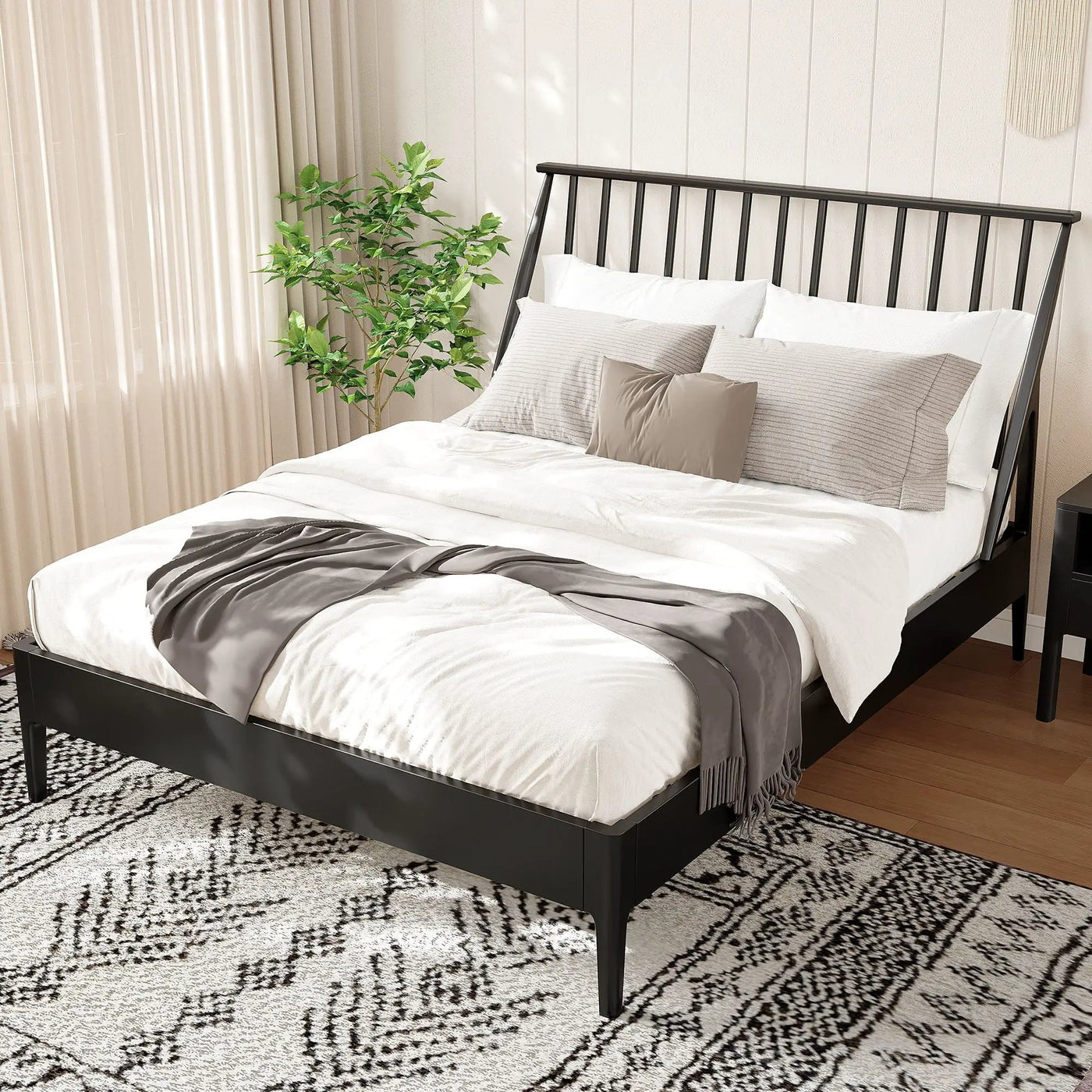 Bohemian Platform Bed With Tall Headboard by HouseOfZazla