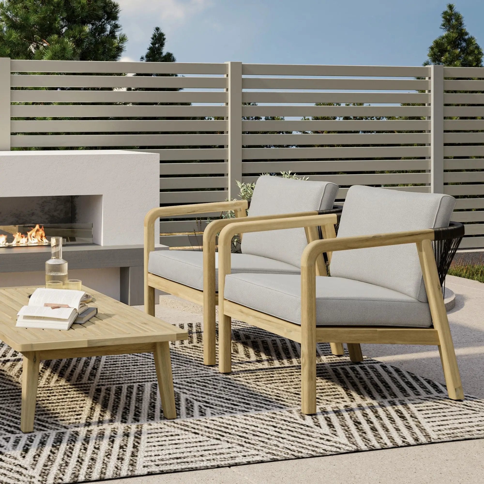 Palmetto - Outdoor Conversation Chair (Set of 2) - Stone Gray by HouseOfZazla