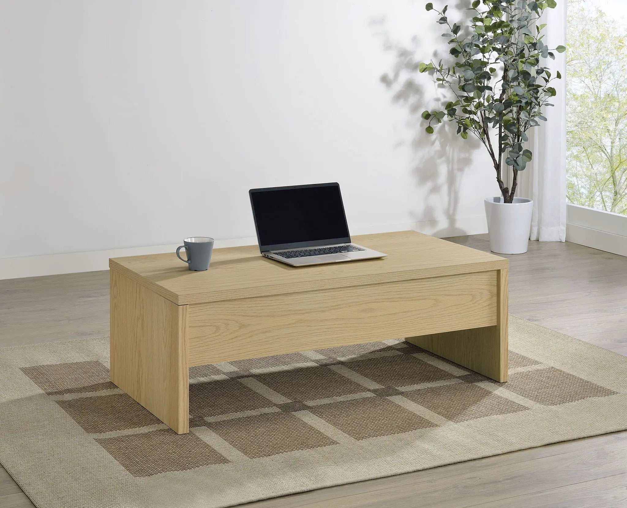 Canoga Engineered Wood Lift Top Coffee Table Light Oak by Unique Piece Furniture
