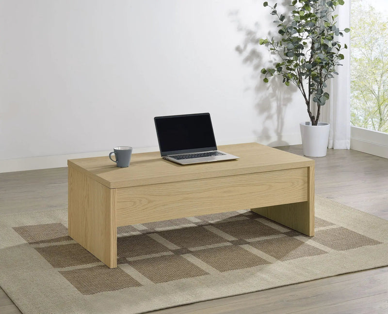 Canoga Engineered Wood Lift Top Coffee Table Light Oak by Unique Piece Furniture