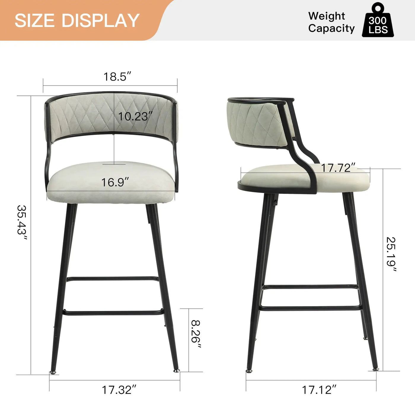 Counter Height Bar Stools With Powder Coating Base And Footrest (Set of 2) - by HouseOfZazla