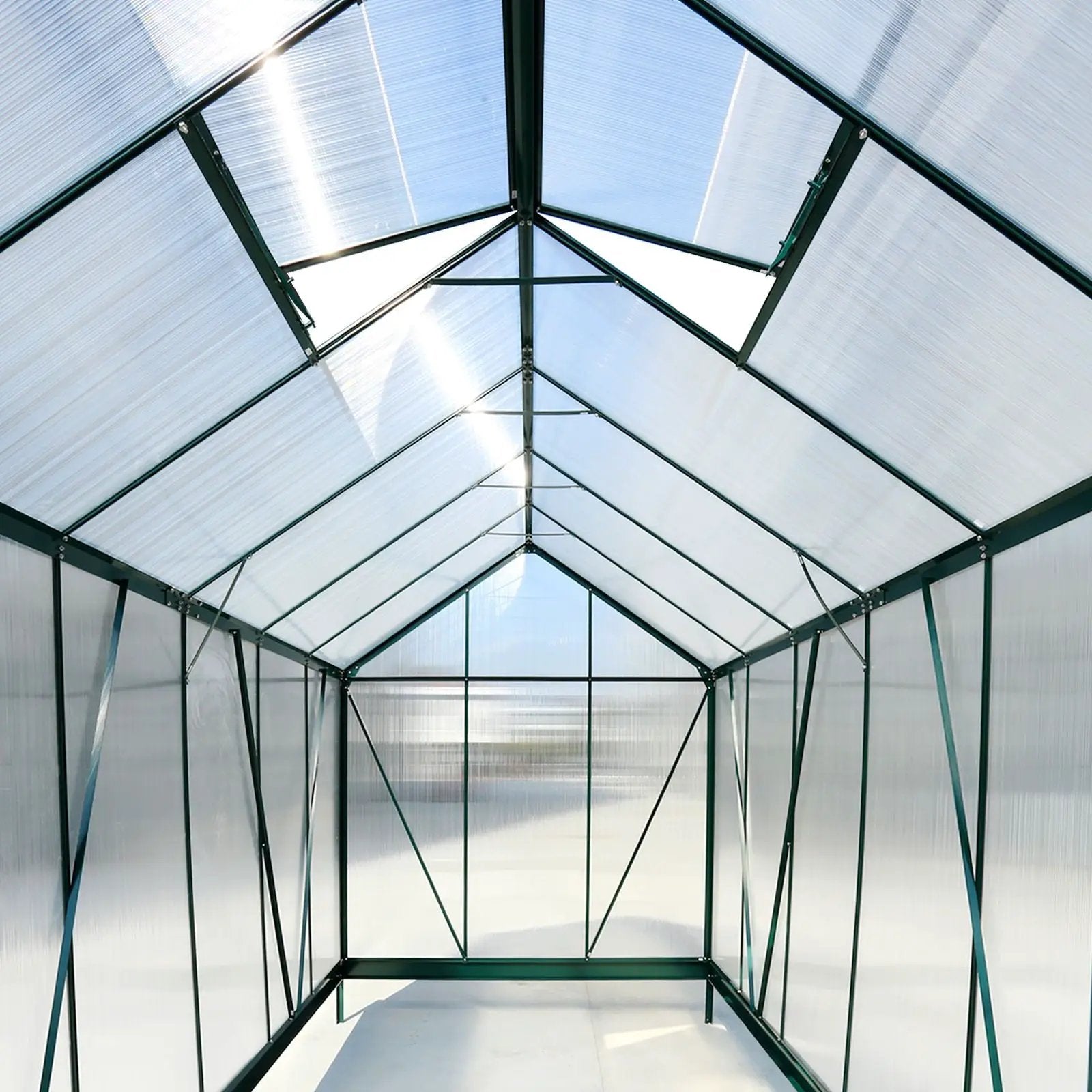 Polycarbonate house, Heavy Duty Outdoor Aluminum Walk-In House Kit With Rain Gutter, Vent And Door For Backyard Garden by HouseOfZazla