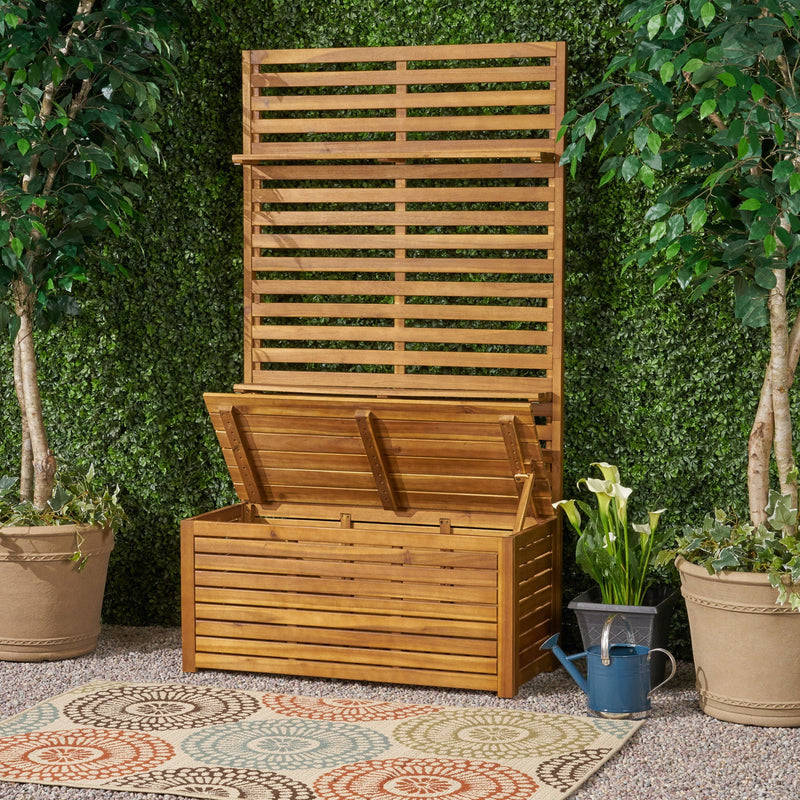 Storage Bench With Rack - Teak by HouseOfZazla