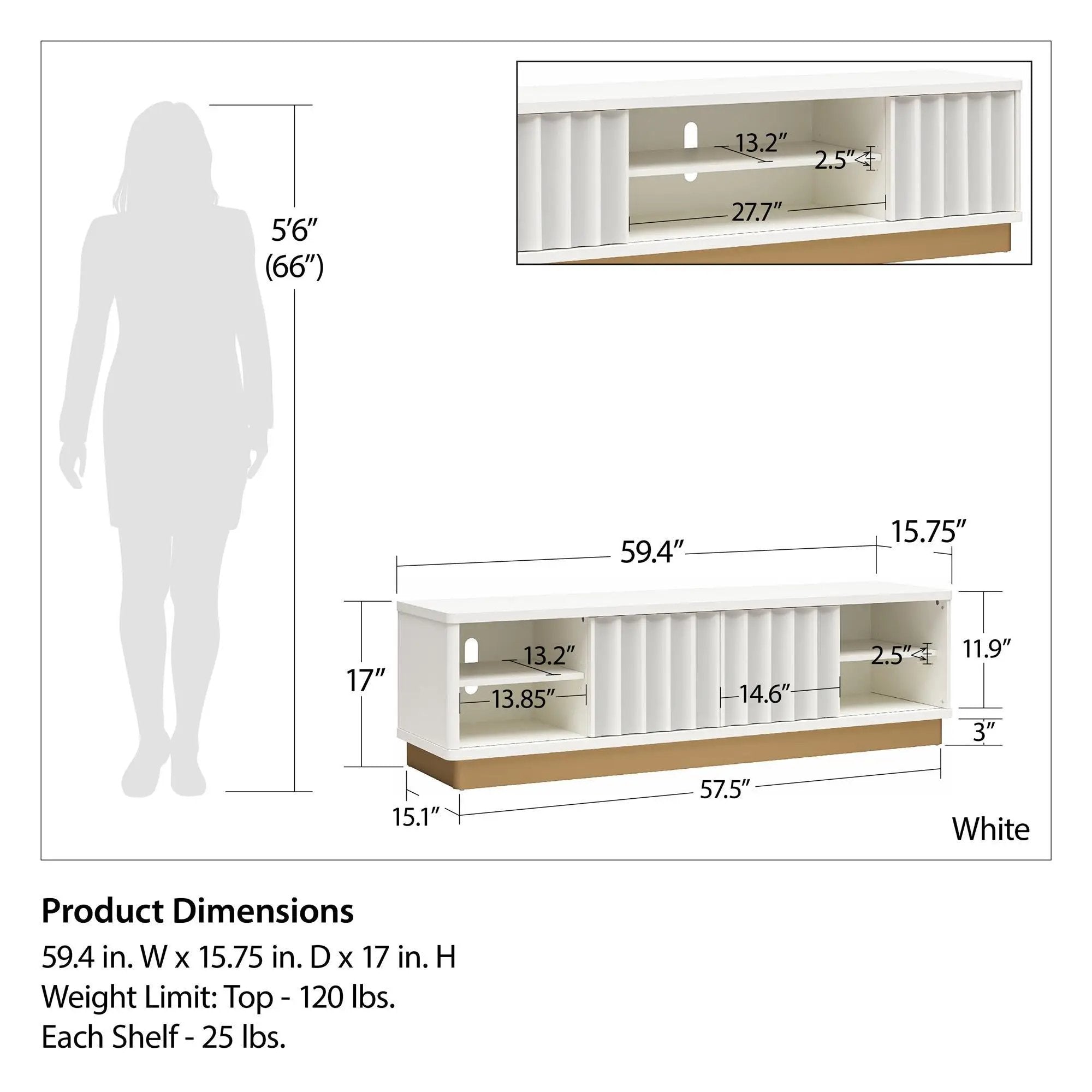 Rene - Scalloped TV Stand For TVs Up To 65" - White by HouseOfZazla