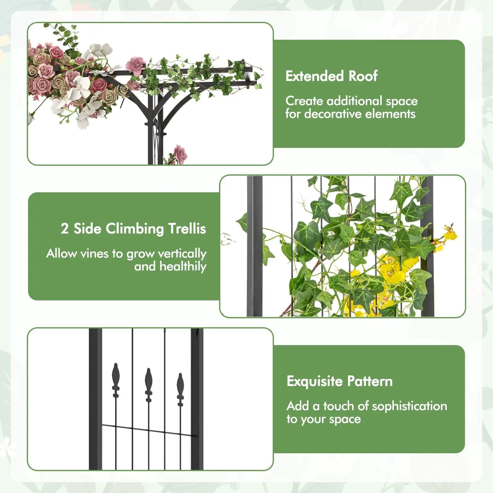 6.8 Feet Garden Arbor with Trellises for Climbing Plant Vine Rose by DirectDeals