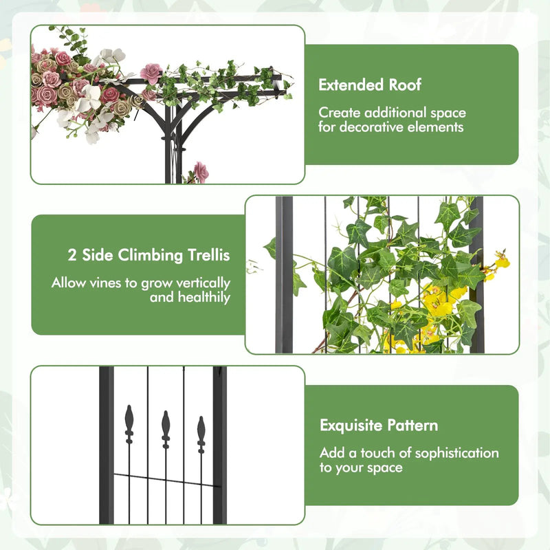 6.8 Feet Garden Arbor with Trellises for Climbing Plant Vine Rose by DirectDeals
