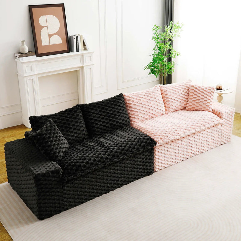 Multifunctional Sofa Pink Black, Fits 4 People by Unique Piece Furniture