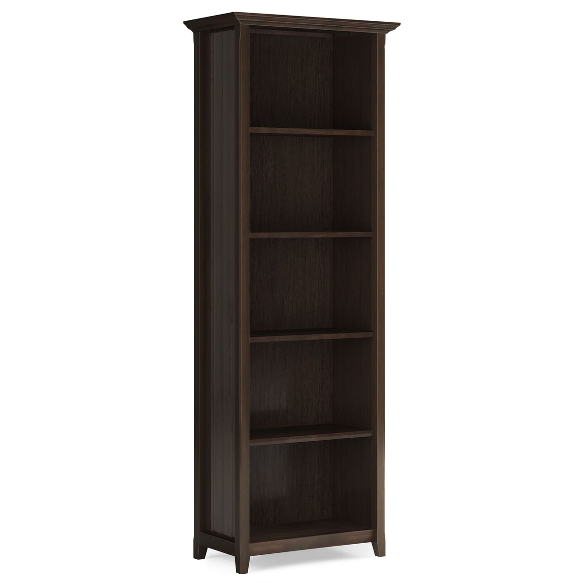 5 Shelf Bookcase with Adjustable Shelves - Dark Brown, White, or Black