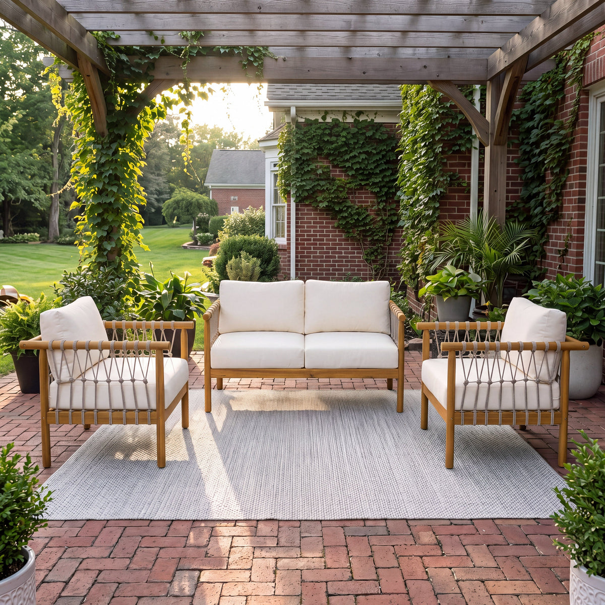 Outdoor Acacia Wood 3-Piece Furniture Set, photo 2 of 10