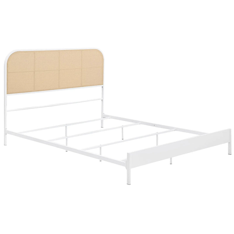 Amherst Radio Weave Rattan Metal Queen Bed White by Unique Piece Furniture
