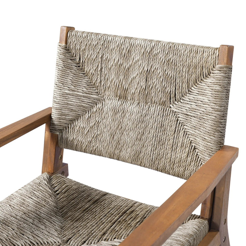 Durable Outdoor Dining Chair Set with Acacia Wood Frame and Wicker Seat by HouseOfZazla