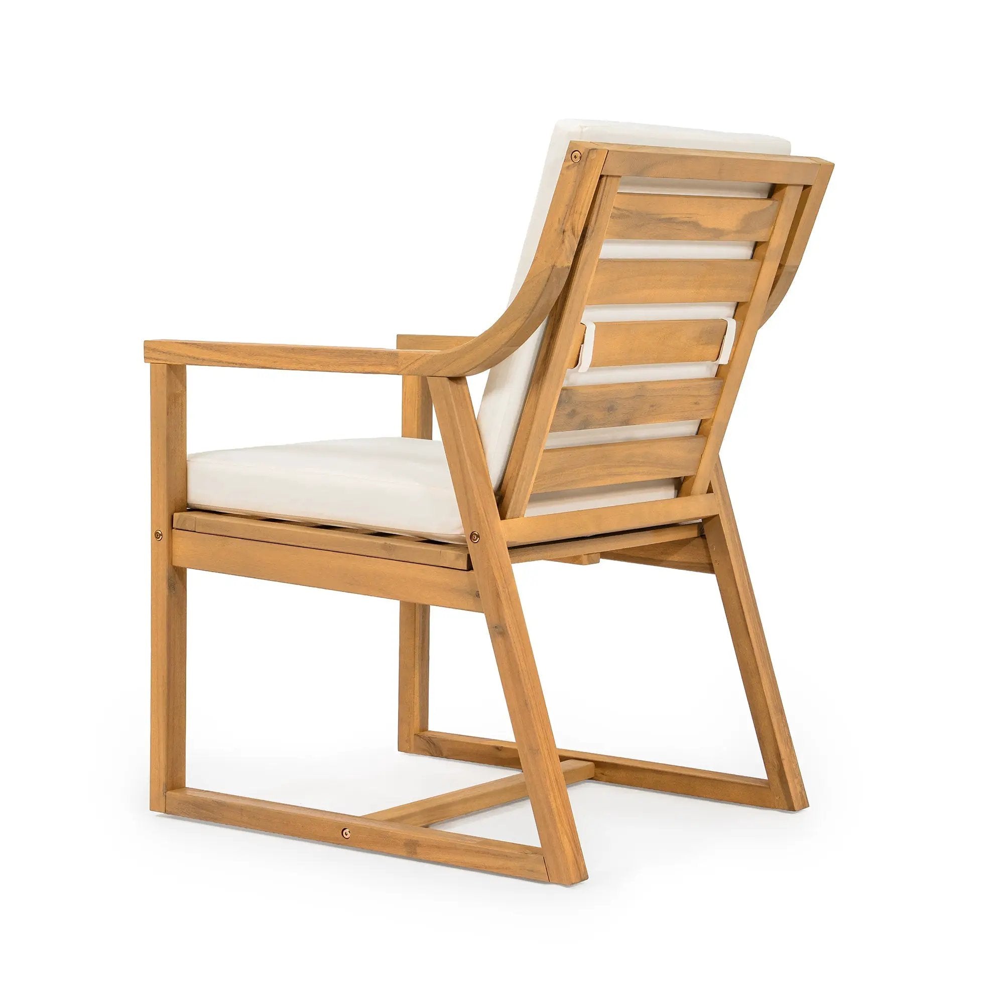 TREXM Patio Dining Chair Set of 2, Wood Outdoor Armchairs with Removable Cushions by HouseOfZazla