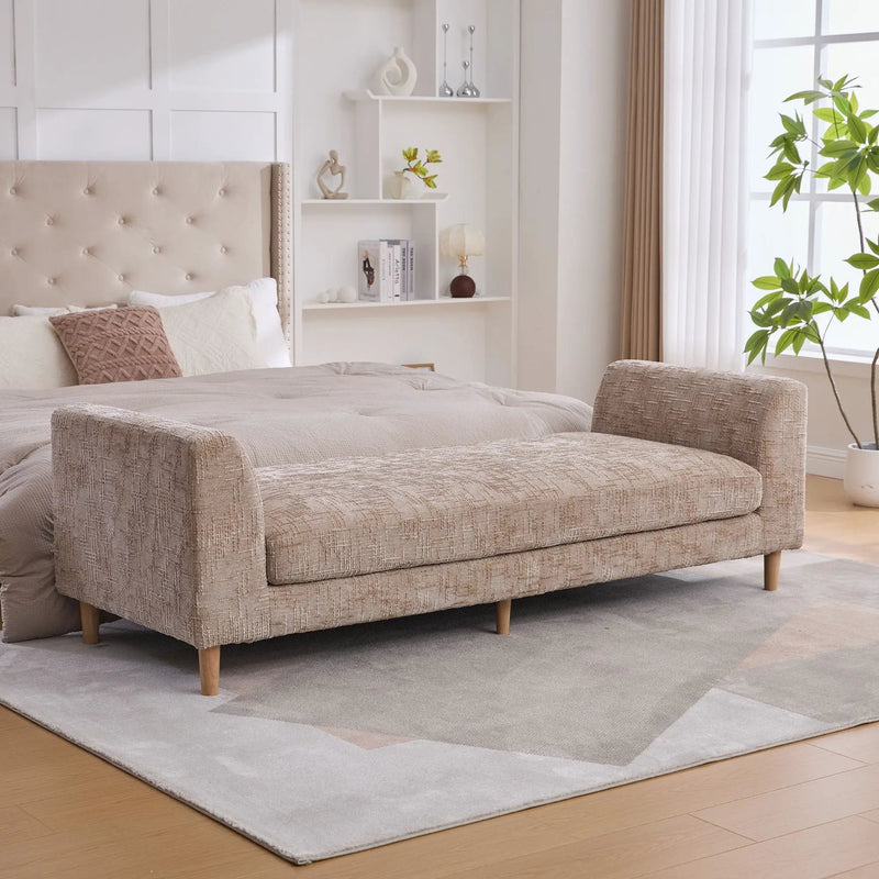 Modern Upholstered End Of Bed Bench With Armrests by HouseOfZazla