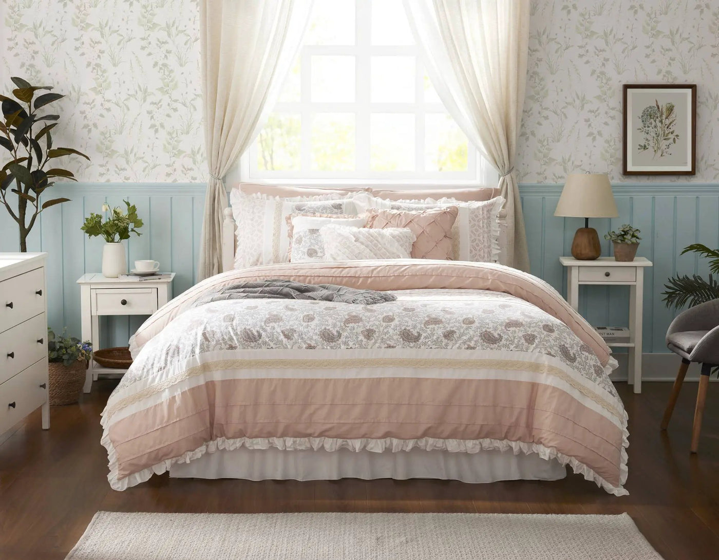 9 Piece Cotton Percale Comforter Set Blush by HouseOfZazla
