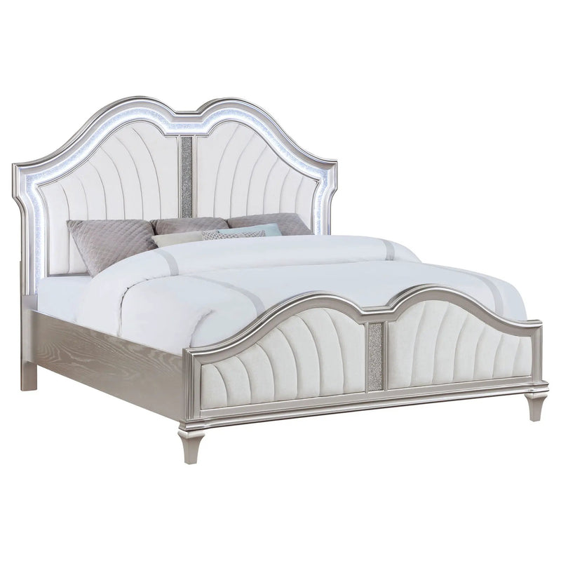 Evangeline Wood California King LED Panel Bed Silver Oak by Unique Piece Furniture