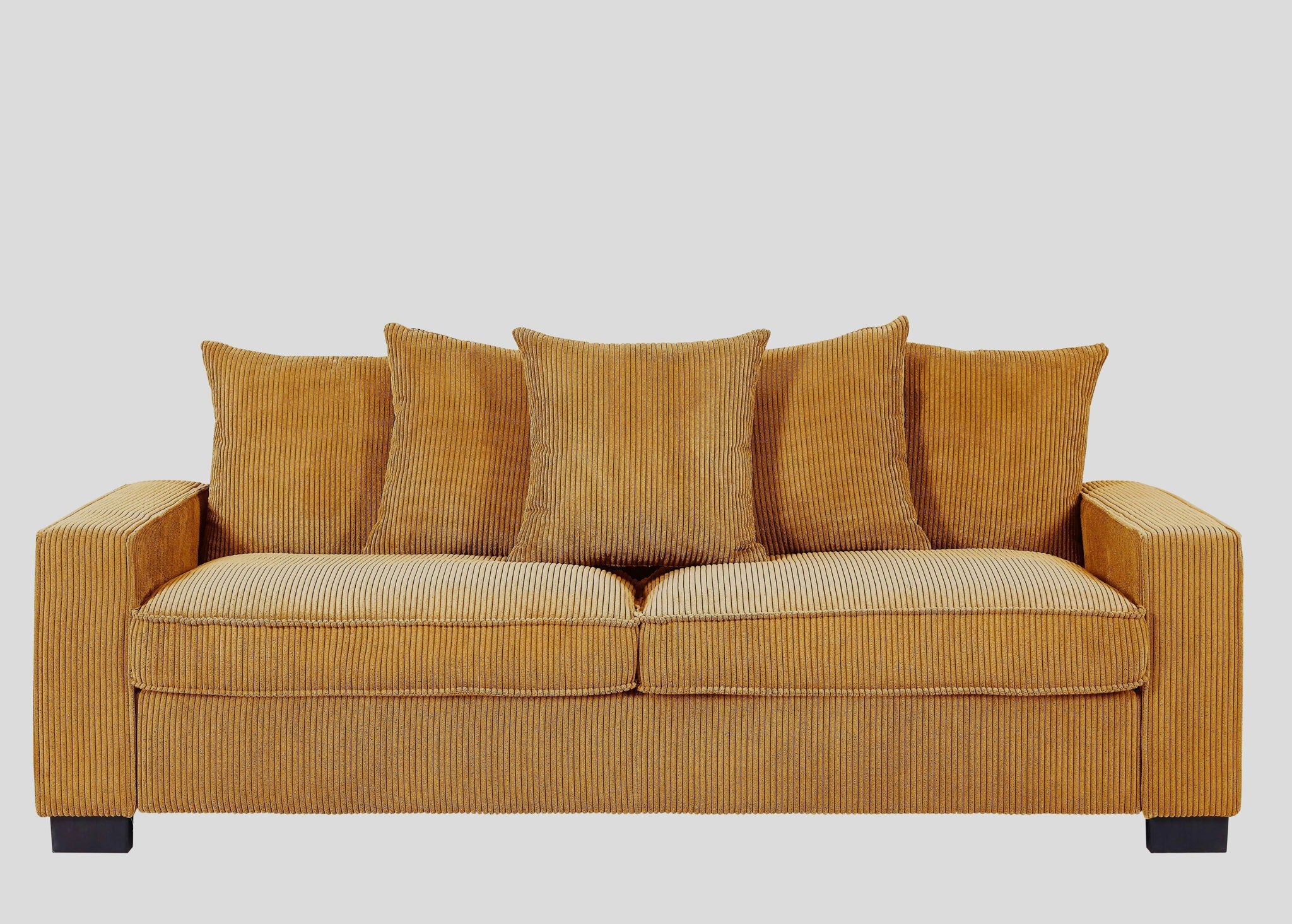 Luxe Sofa With 5 Matching Toss Pillows, Sleek Design, Spacious And Comfortable 3 Seater Couch by HouseOfZazla