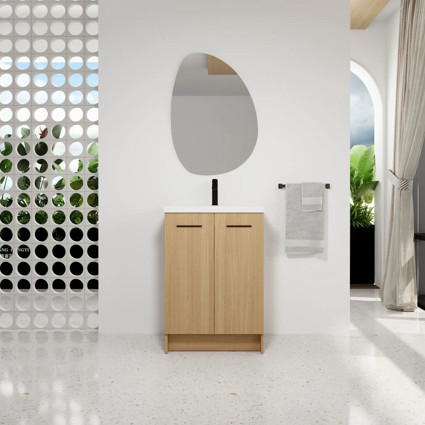 Floating Bathroom Vanity With Sink, Wall Mounted Double Door Storage by HouseOfZazla