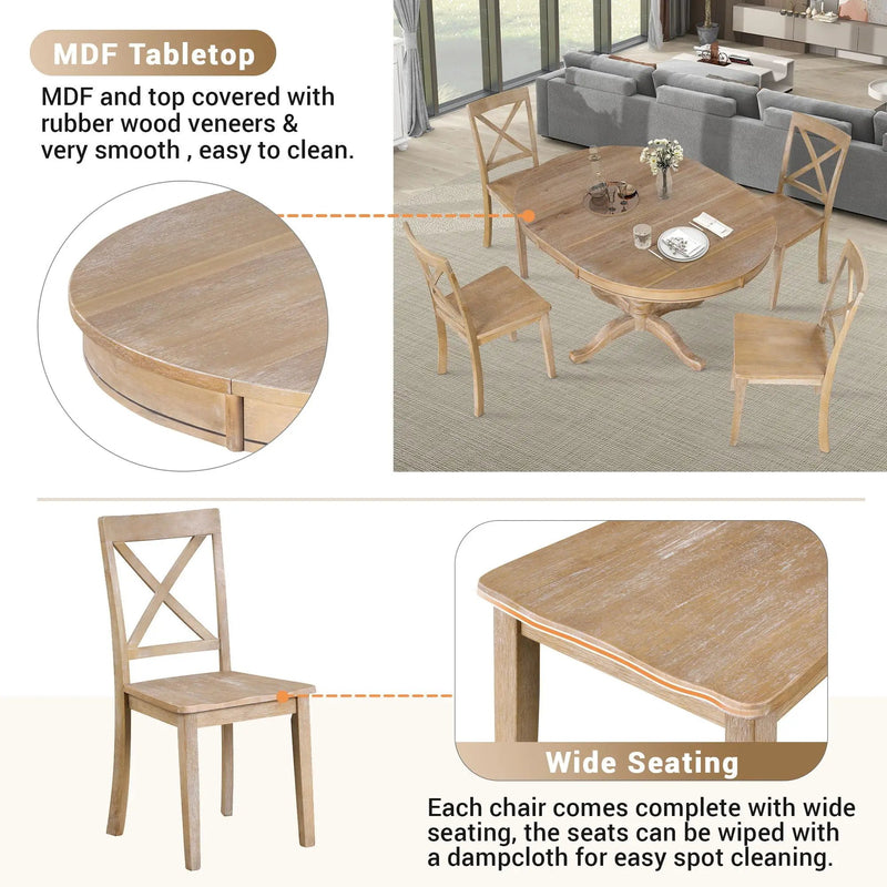 Modern Dining Table Set For 4, Round Table And 4 Kitchen Room Chairs, 5 Piece Kitchen Table Set For Dining Room, Dinette, Breakfast Nook by Unique Piece Furniture