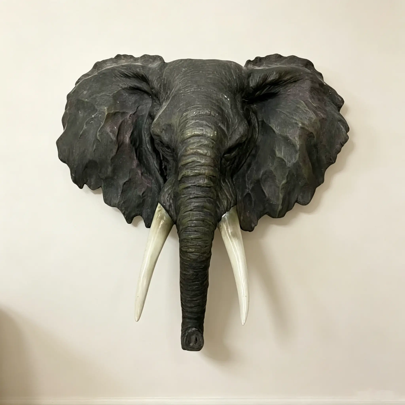 15.75" Wide Realistic Elephant Head Wall Sculpture by HouseOfZazla