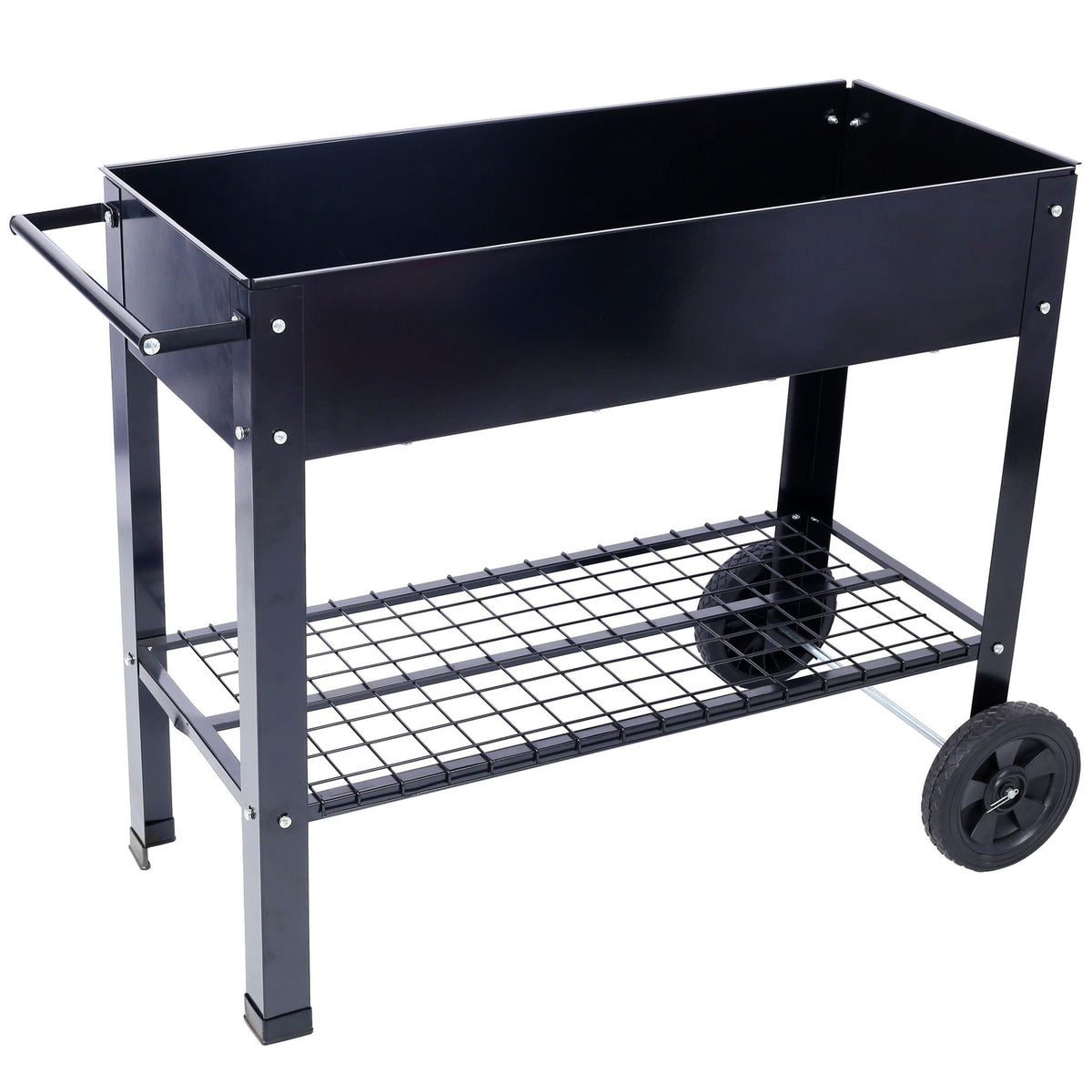 Elevated Metal Planter Garden Bed with Wheels - Black, photo 12 of 12
