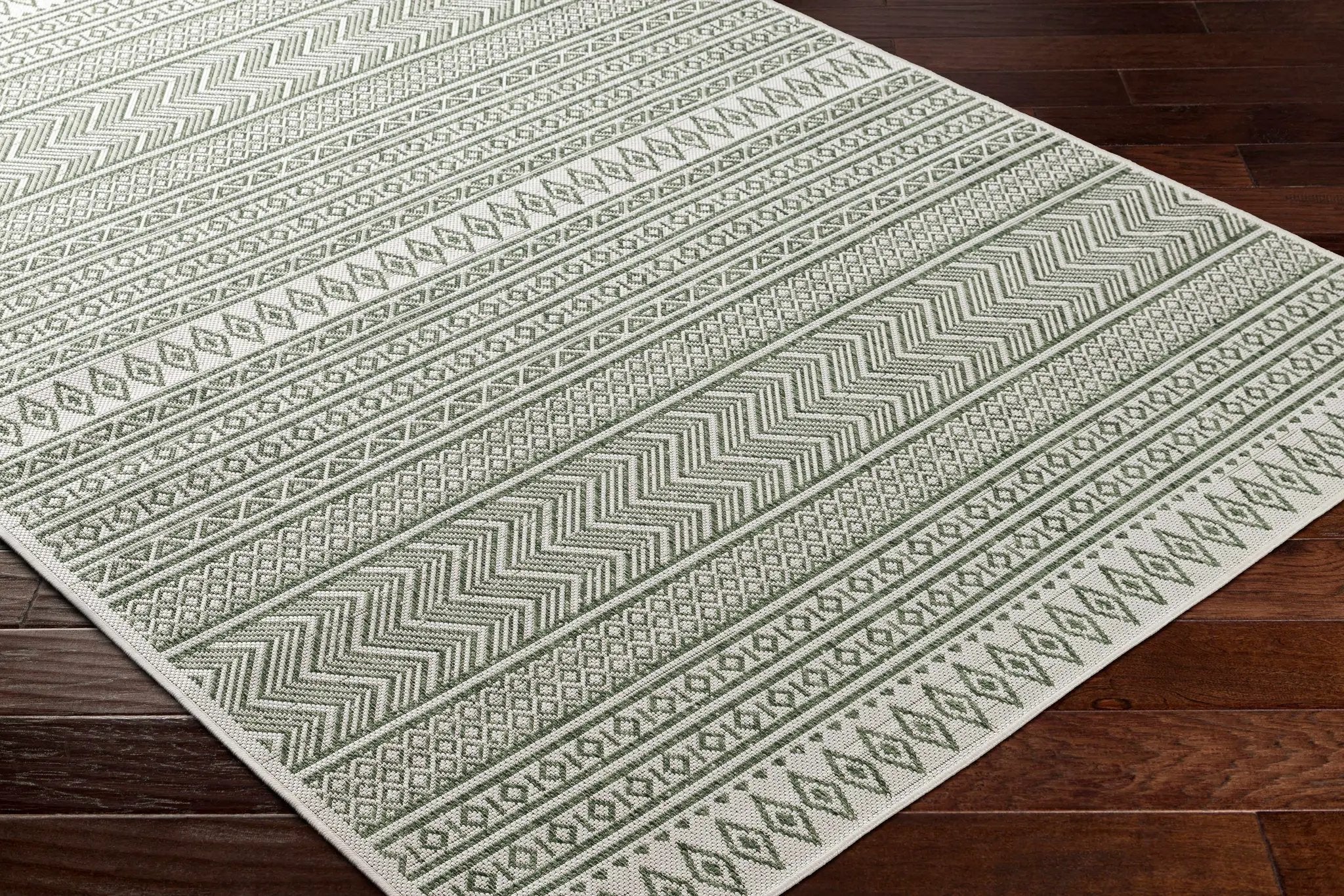 Madras Natural Gray Green All Over Performance Outdoor Area Rug by Boutique Rugs