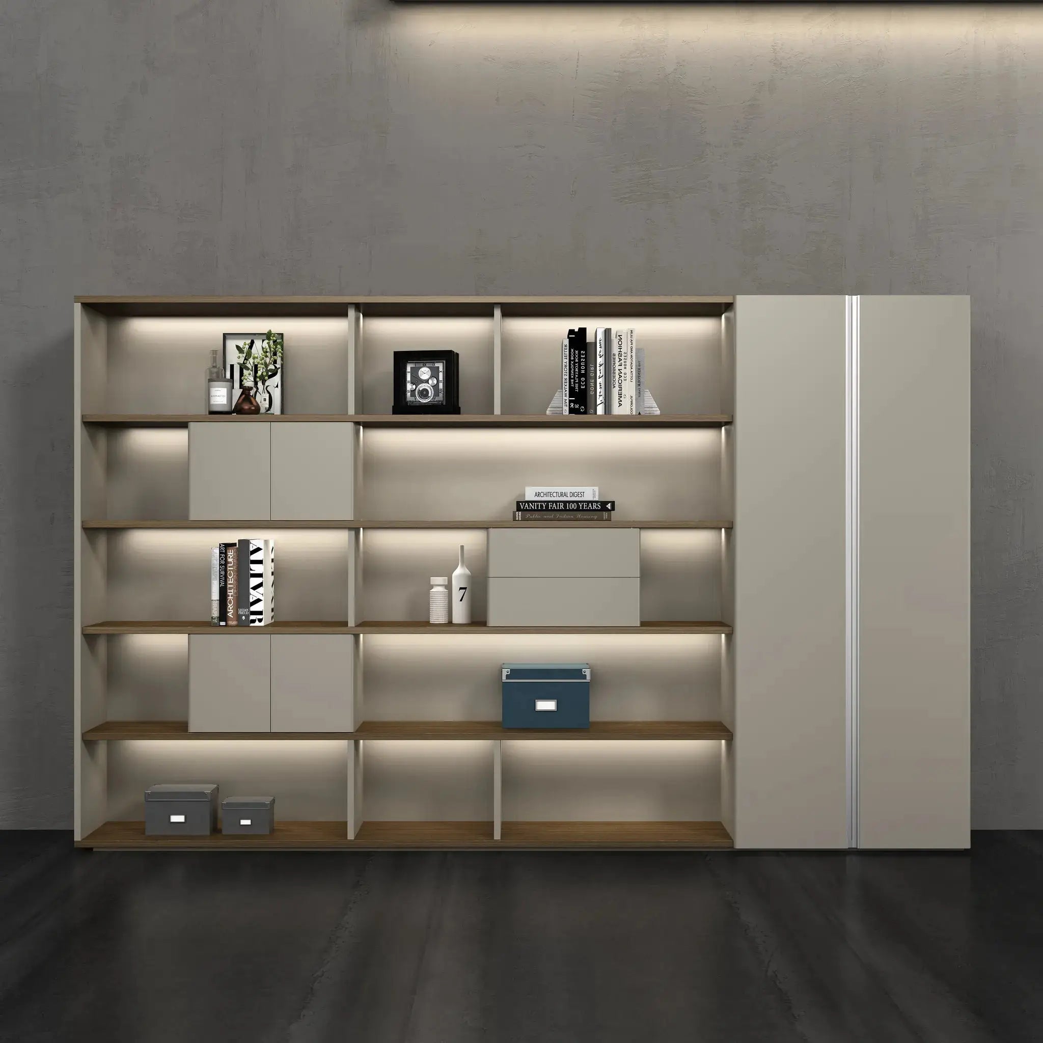 Fenwick · Office Shelves w/ Lighting & Storage by Arc Grove