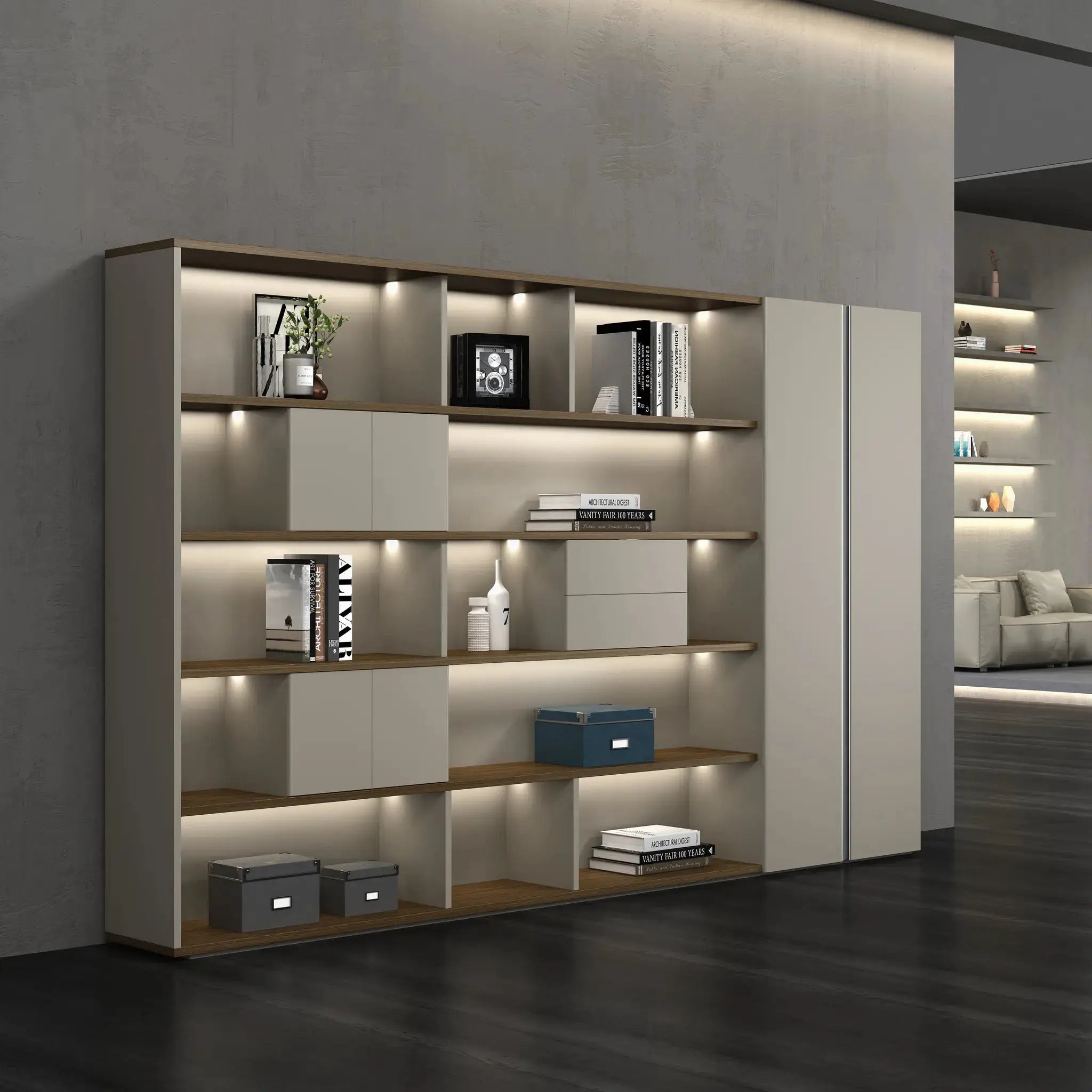 Fenwick · Office Shelves w/ Lighting & Storage by Arc Grove