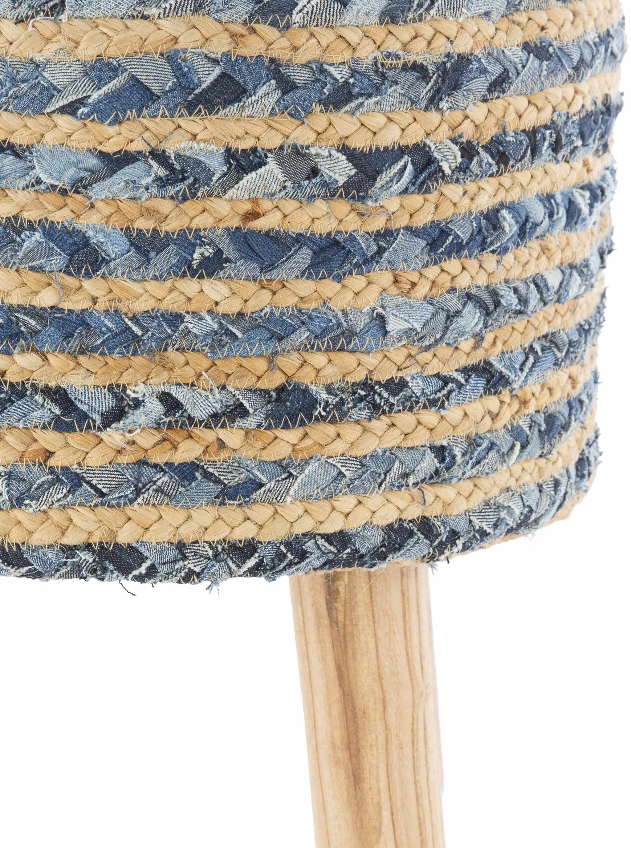 Fermont Hand Crafted Denim Jute Ottoman by Boutique Rugs